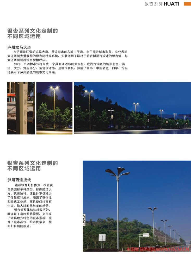 華體銀杏系列文化定制路燈在瀘州地區(qū)的應(yīng)用