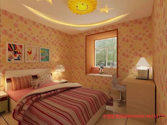 ▲ 童趣的主燈為兒童房帶來的實(shí)用的照明效果