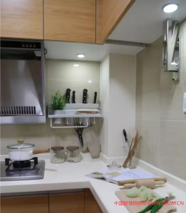 ▲ 壁柜下安裝恰當(dāng)?shù)臒裟軌驗(yàn)閺N房工作臺(tái)面提供合理的照明