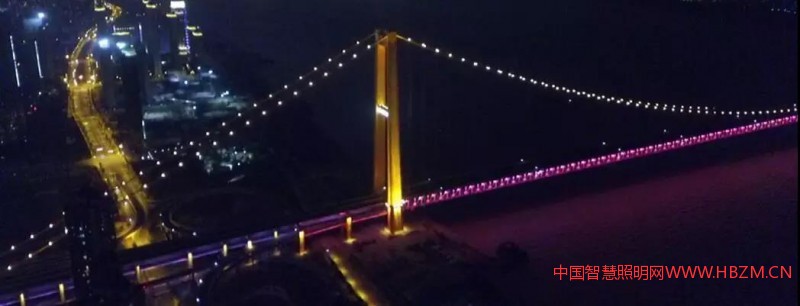 武漢楊泗港長江大橋夜景照明
