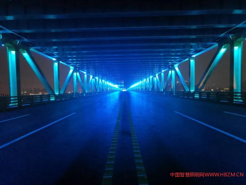 武漢楊泗港長江大橋夜景照明