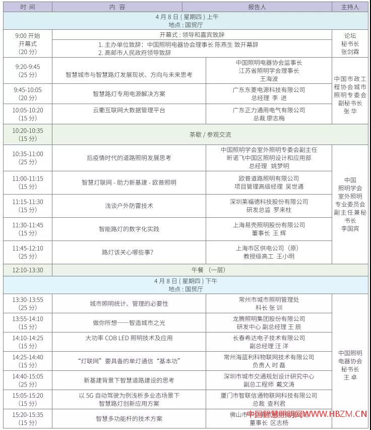 2021年第十七屆中國道路照明論壇議程